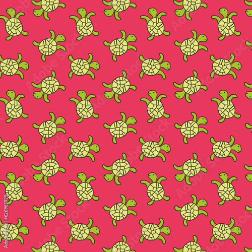 Bright tropical turtle pattern, wallpaper, background, repeat print (ID: 626965929)