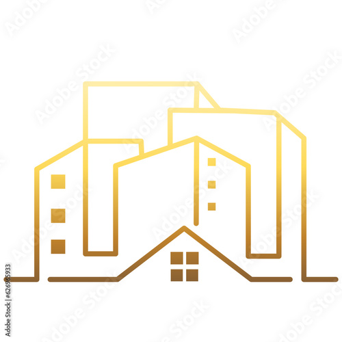 Building logo illustration vector graphic design in line art style. Good for brand, advertising, real estate, construction, house, home.