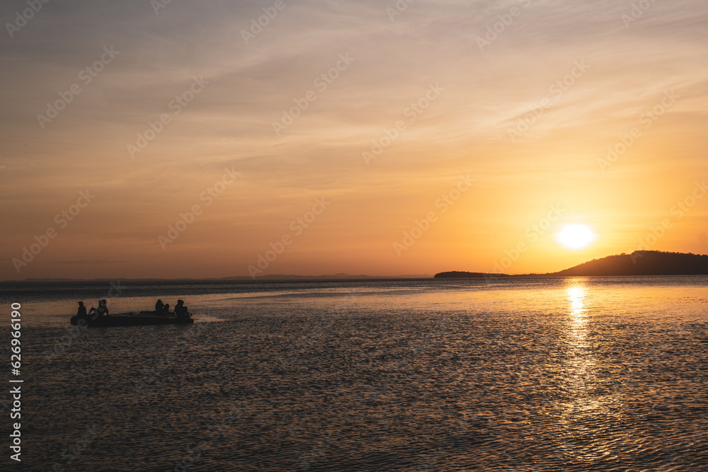 People watching sunset over lake Nicaragua