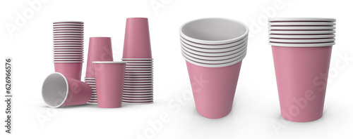 stack of plastic cups on transparent background