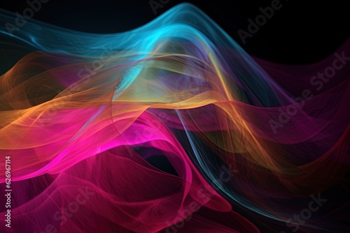 Abstract background of bright wavy lines. Generative AI