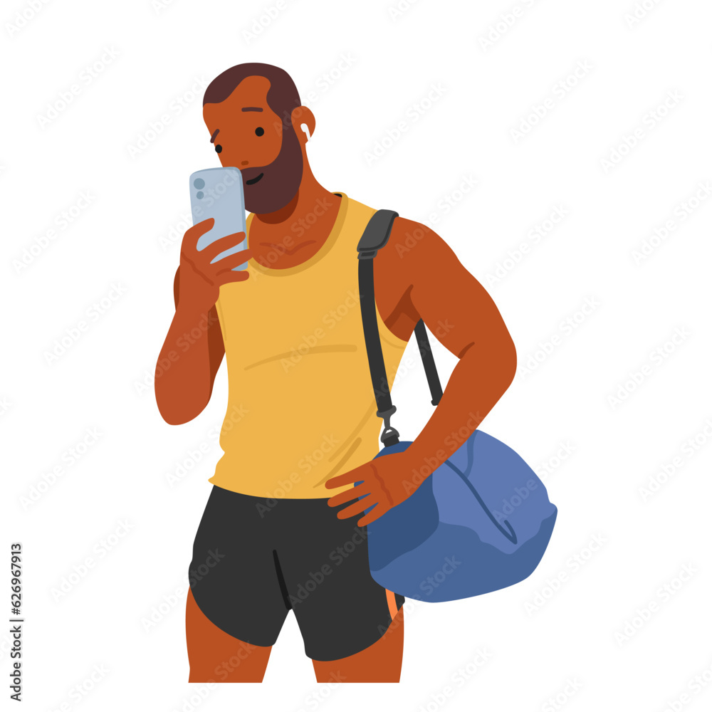 Man Capturing A Gym Selfie, Flexing Muscles And Showcasing Workout Progress, Male Character Motivated By The Gym Man Capturing A Gym Selfie, Flexing Muscles And Showcasing Workout Progress, Male Character Motivated By The Gym