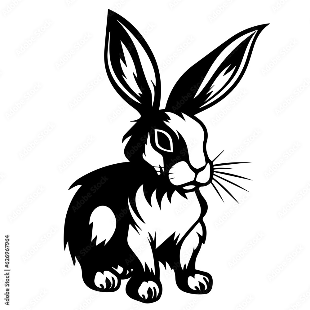 Obraz premium Silhouettes of easter bunny isolated on a white background