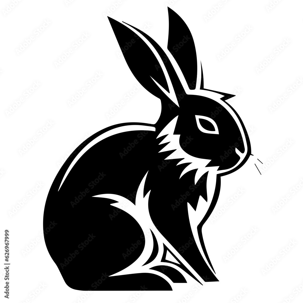 Obraz premium Silhouettes of easter bunny isolated on a white background