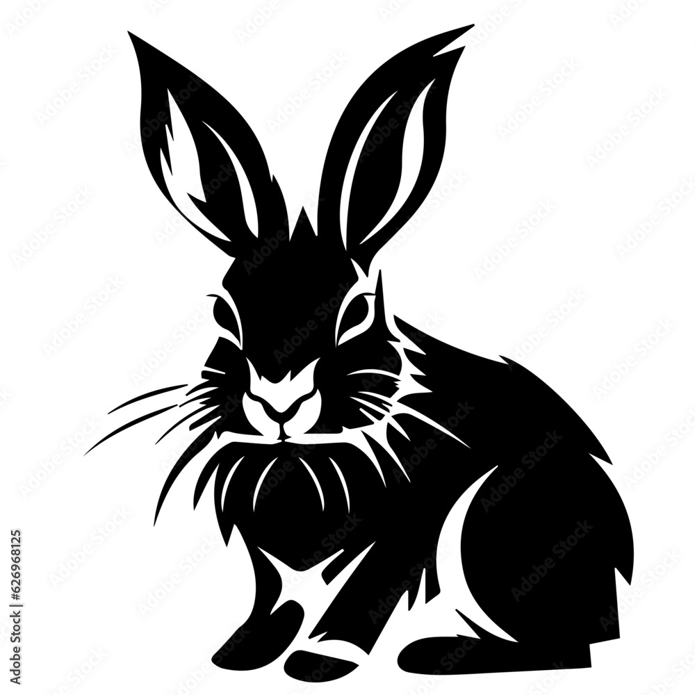 Fototapeta premium Silhouettes of easter bunny isolated on a white background