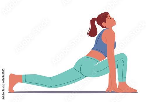 Woman Performing Ashwasanchalasana, Also Known As Equestrian Pose In Yoga, Involves Kneeling With One Leg Forward
