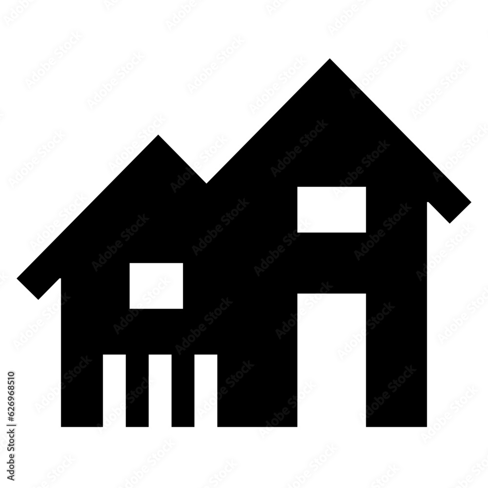 家、建物を表す塗りつぶしスタイルのアイコン 家、建物を表す塗りつぶしスタイルのアイコン