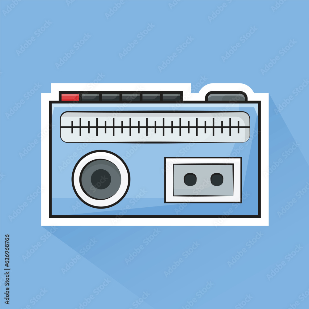 Fototapeta premium Illustration Vector of Blue Radio in Flat Design