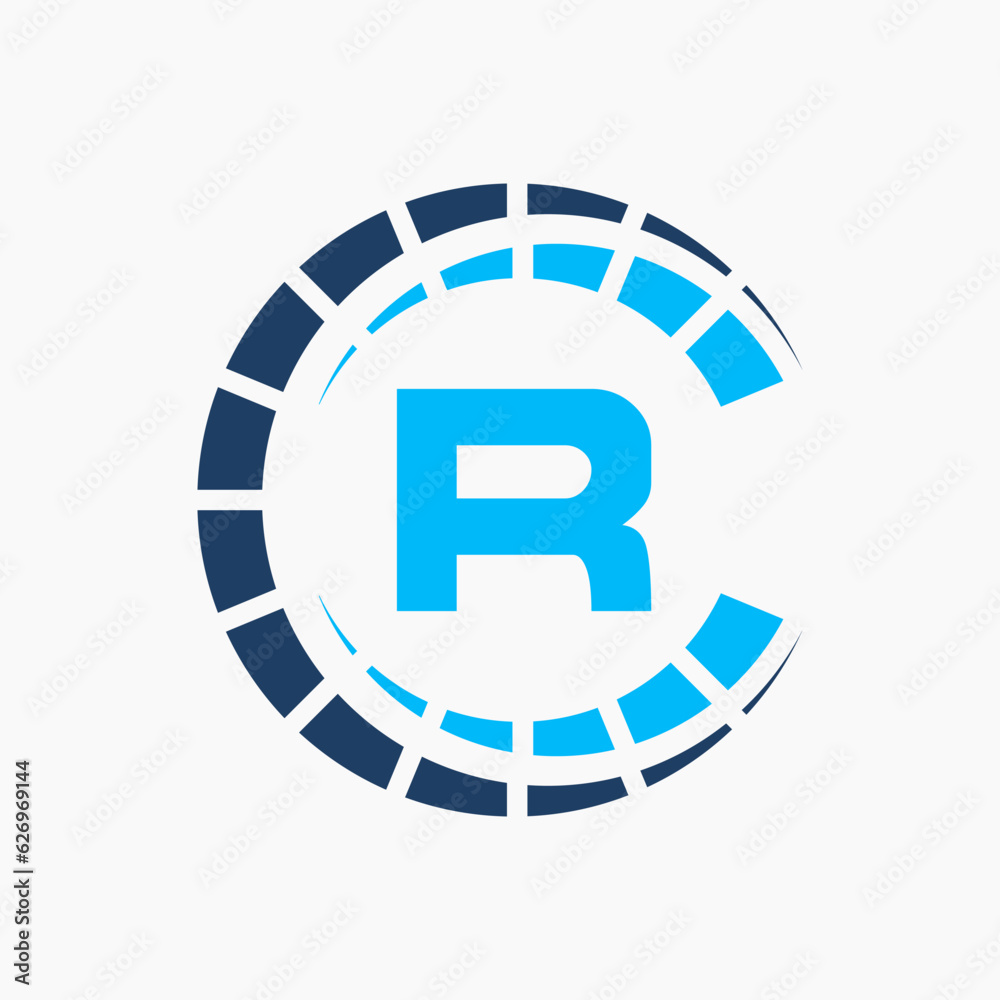 Car Automotive Logo On Letter R Speed Concept. Sport Car Symbol For ...