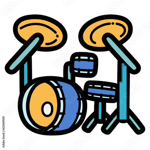 drum set filled outline icon style