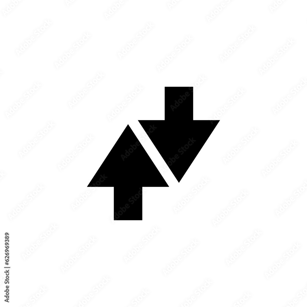 two opposite arrows icon on white background, finance exchange or loading and unloading two opposite arrows icon on white background, finance exchange or loading and unloading