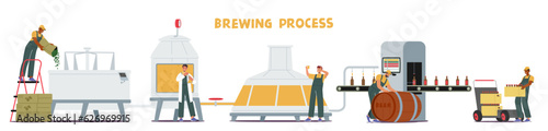 Beer Brewing Production Process Involves Steps Like Malting, Mashing, Boiling, Fermentation, And Packaging