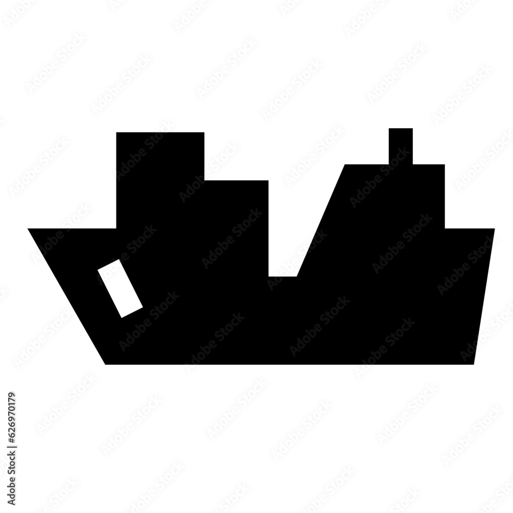 物流、貨物船を表す塗りつぶしスタイルのアイコン