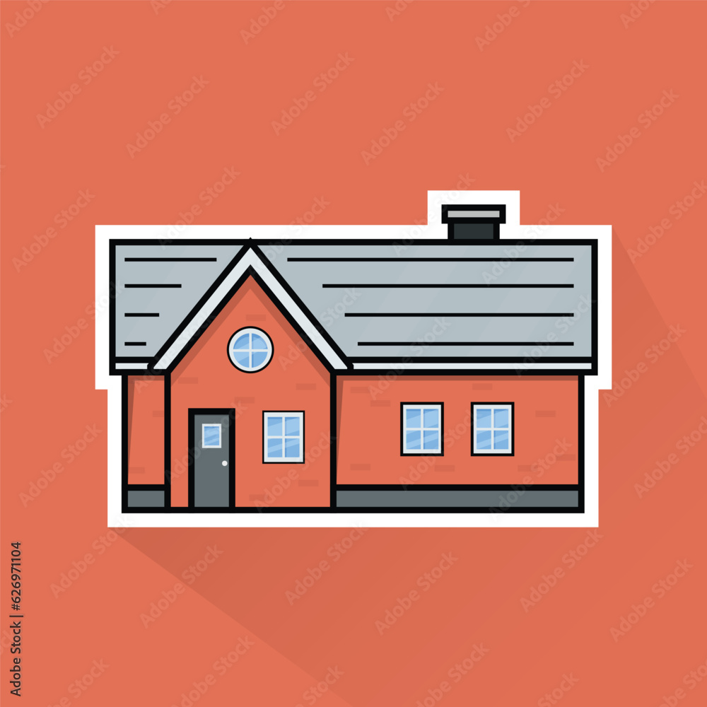 Illustration Vector of Orange Suburban House 1 in Flat Design Illustration Vector of Orange Suburban House 1 in Flat Design