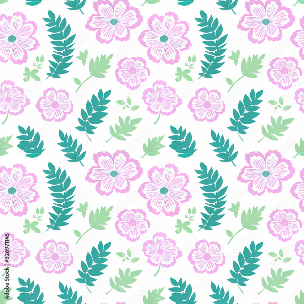Seamless flower and leaf pattern