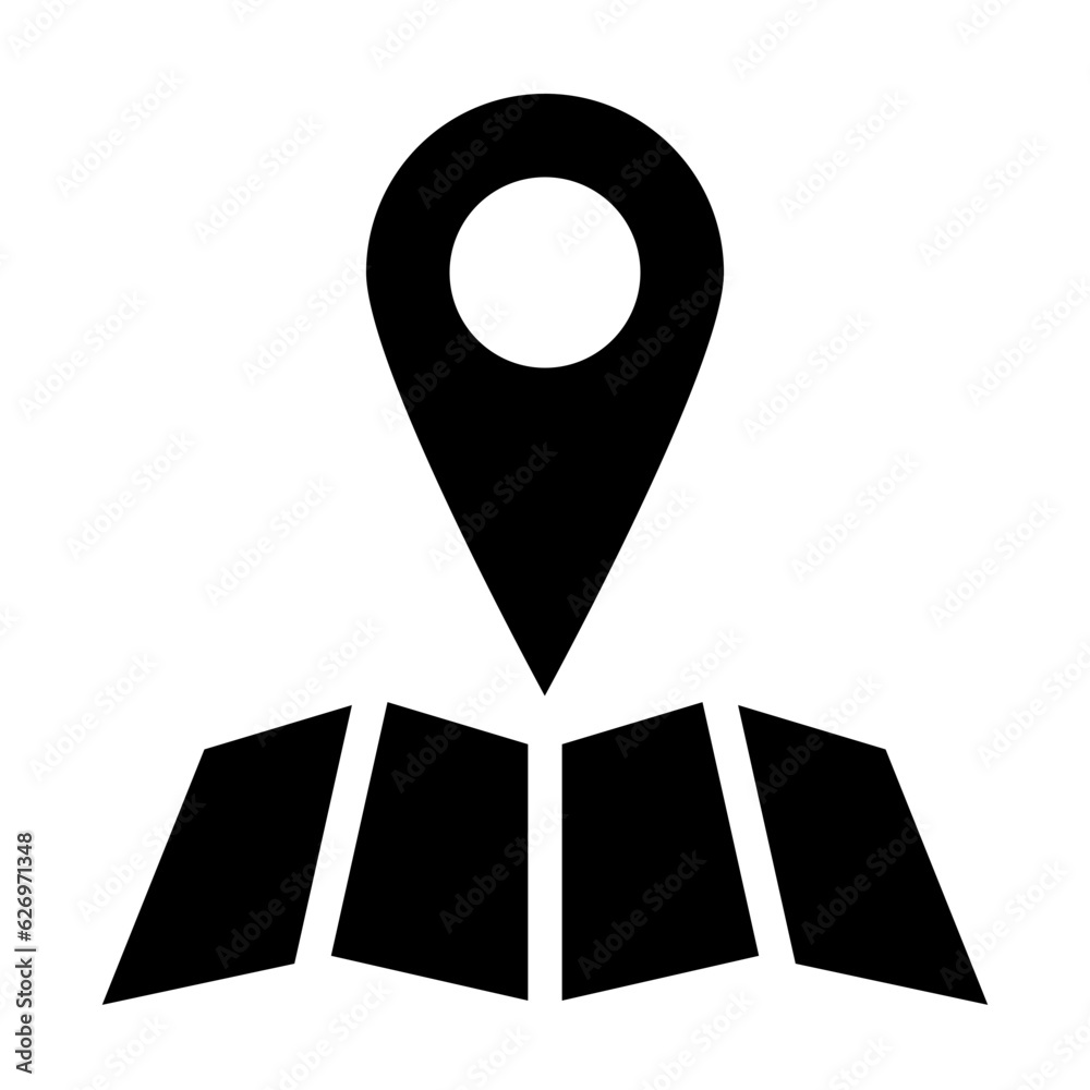 地図、位置情報を表す塗りつぶしスタイルのアイコン 地図、位置情報を表す塗りつぶしスタイルのアイコン