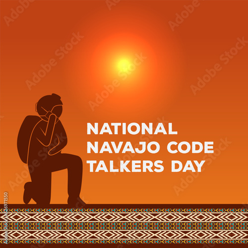 national navajo code talkers day design vector illustration with soldiers who are communicating using handy talky