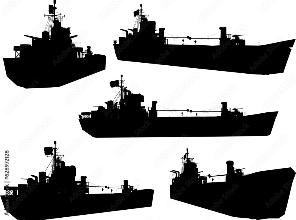 Vector sketch of a navy combat warship illustration