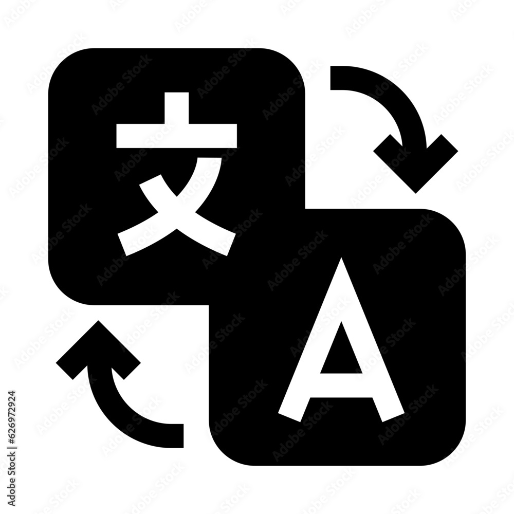 Fototapeta premium 言語、翻訳を表す塗りつぶしスタイルのアイコン