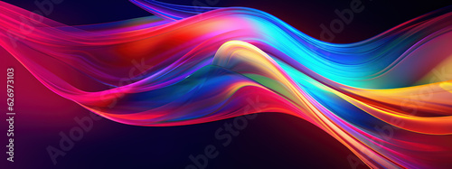 Abstract futuristic colorful glowing neon wallpaper. Technology, digital data concept. AI © Oleksandr Blishch