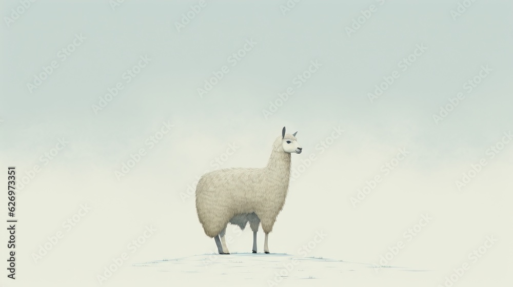 Fototapeta premium llama on minimal background illustration.