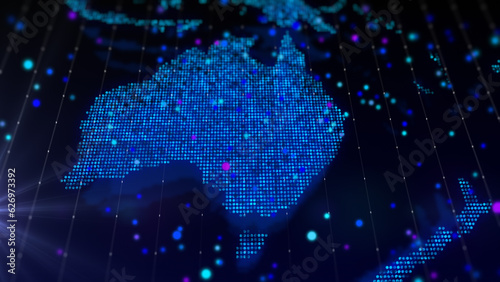 3D rendering digital map of Australia