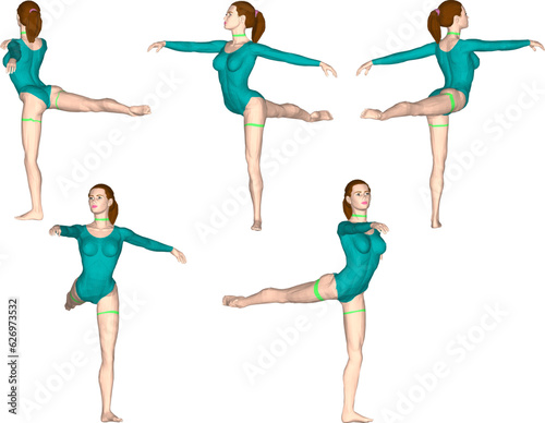 Vector sketch of a professional ballet dancer gymnast athlete performing at a competition
