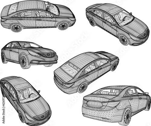 Vector sketch of family city car cartoon illustration for outing