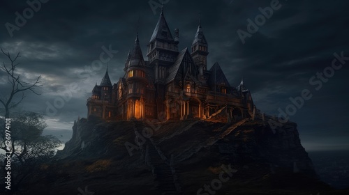 dark fantasy castle. Created with Generative AI. © lchumpitaz
