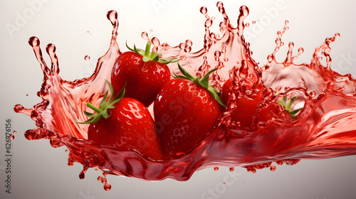 strawberry with water splashing