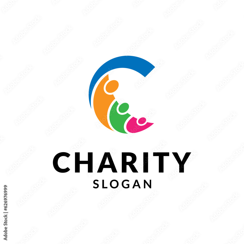 Abstract letter C with family design for charity logo Abstract letter C with family design for charity logo