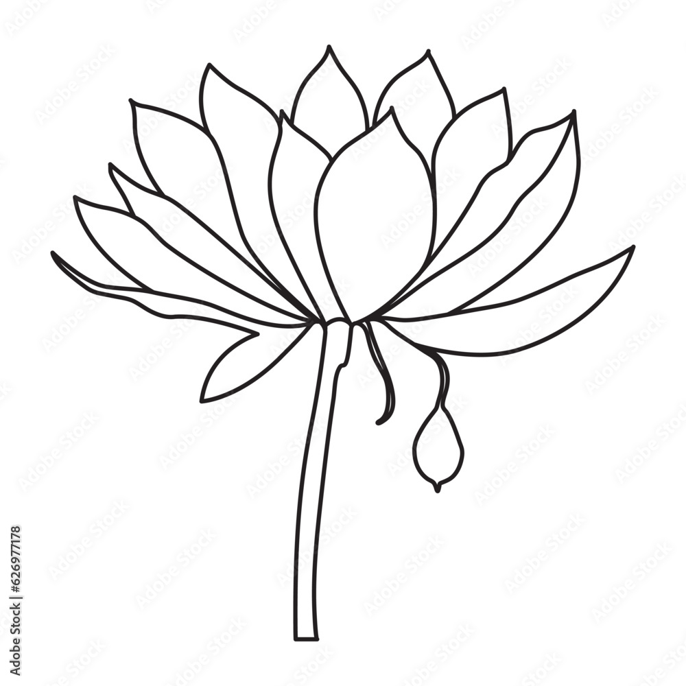Fototapeta premium Flower one line art drawing with minimal flower vector