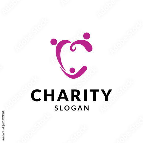 Abstract letter C logo with people design for charity company