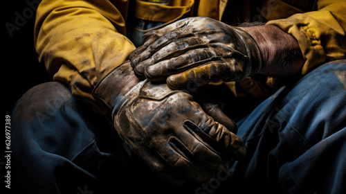 Worker's hands with special gloves. © MP Studio
