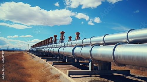 pipeline, in the photo pipeline close-up against the background of blue sky and clouds, generative ai