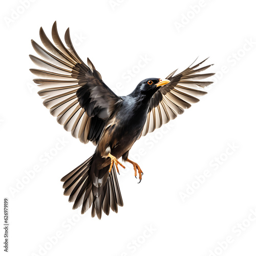 Vászonkép Beautiful Common Myna bird on transparent background