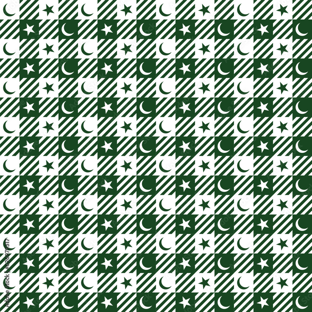 Seamless green pakistan flag color plaid fabric pattern background textile design for wallpaper, texture, printing, clothing. Vector. Seamless green pakistan flag color plaid fabric pattern background textile design for wallpaper, texture, printing, clothing. Vector.