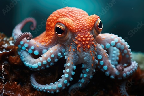 octopus on a coral reef  underwater . AI Generated