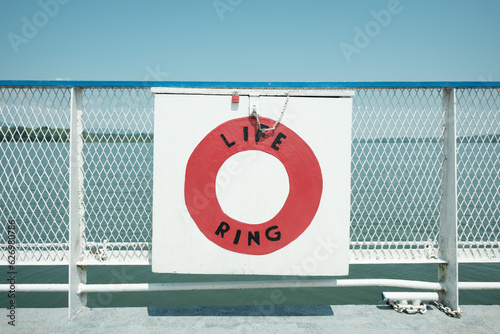 Life ring on the Fort Ticonderoga Ferry, Vermont photo