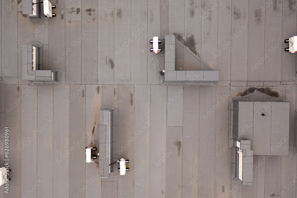 Drone photography of apartment complex rooftop
