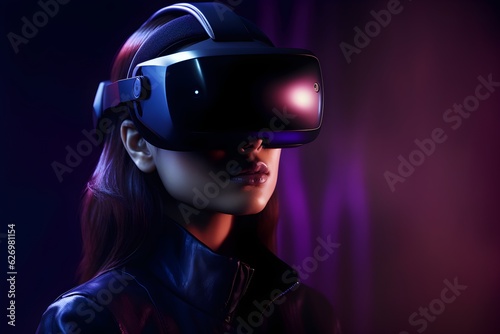 a woman wearing a virtual reality headset © ion