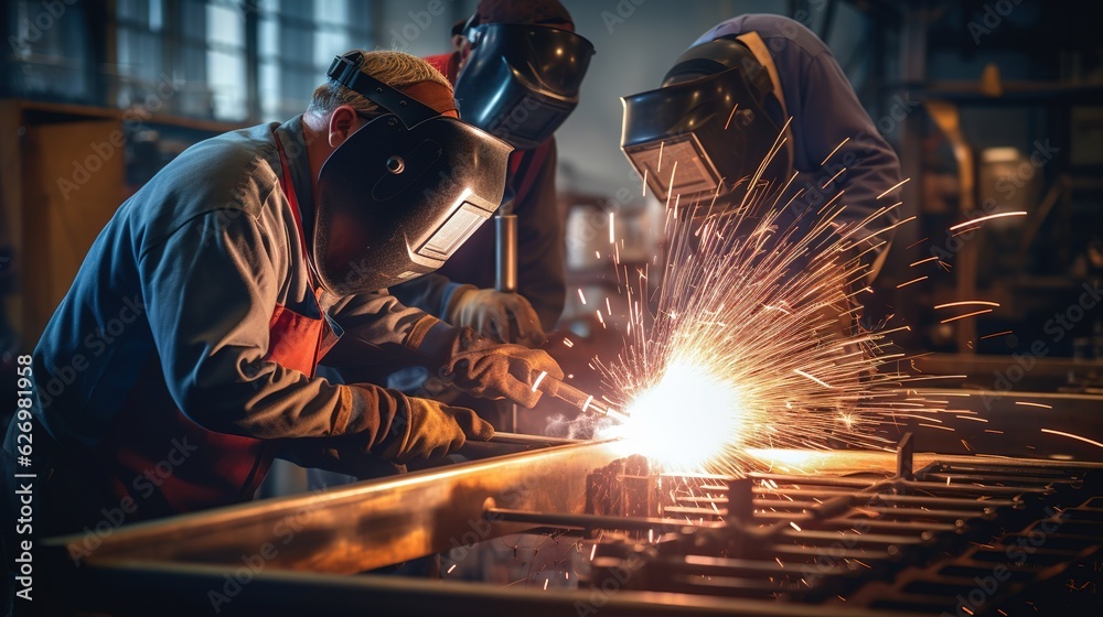 welder welding steel. generative ai welder welding steel. generative ai