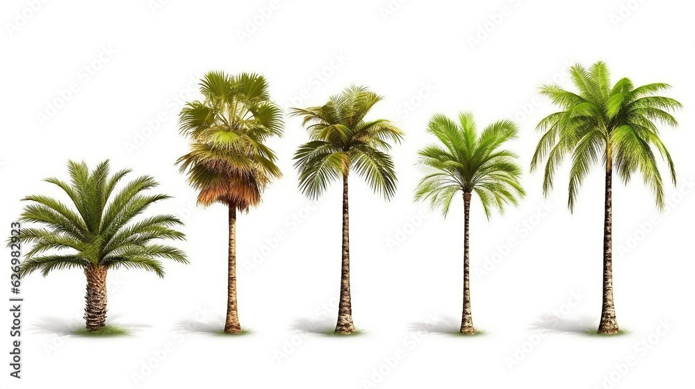 Obraz premium Set of Palm tree isolated on white background.Generative Ai.