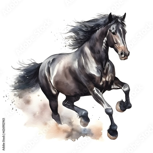 a watercolor of a horse running