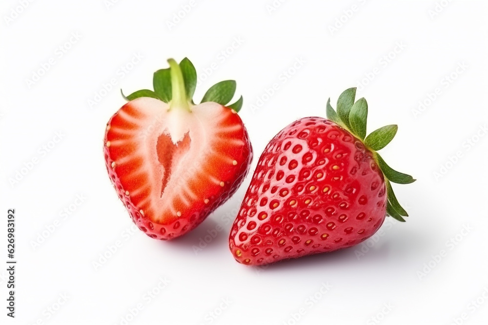Strawberry isolated on white background.Generative Ai. Strawberry isolated on white background.Generative Ai.