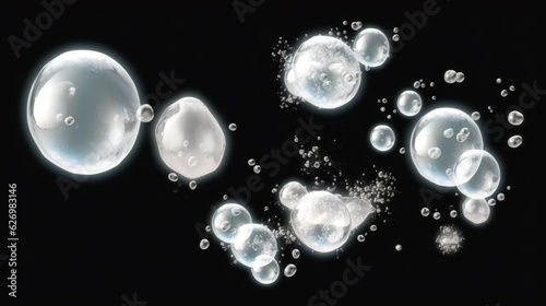 Vector realistic soap bubbles foam collection on trans.Generative AI