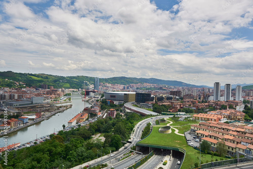 Bilbao view from Kobetamendi, Bilbao, Biscay, Basque Country, Euskadi, Euskal Herria, Spain, Europe.