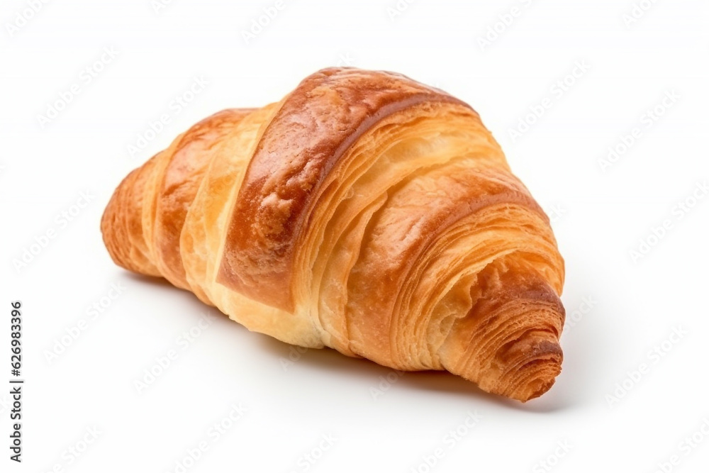 Croissant isolated on white background.Generative Ai. Croissant isolated on white background.Generative Ai.