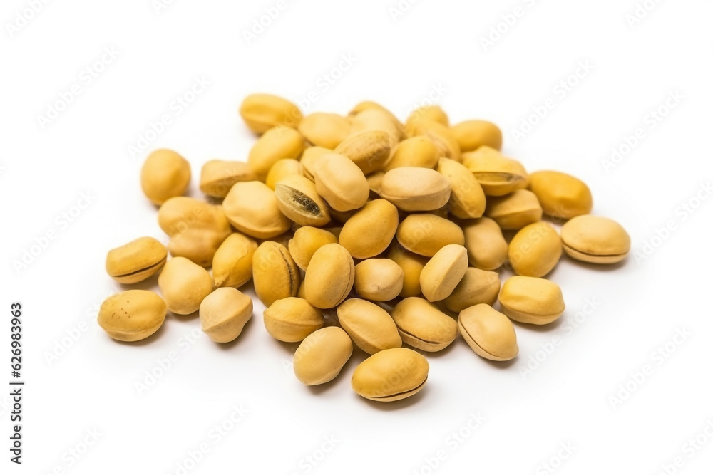 Soybean seeds isolated on white background.Generative Ai.
