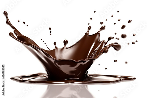 Dark Chocolate splash isolated on white background.Generative Ai.